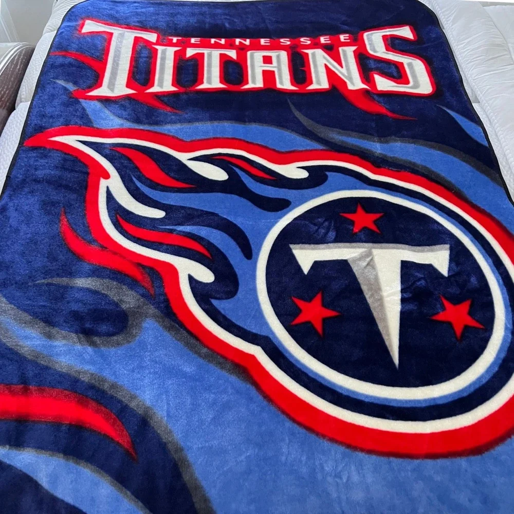 Vtg. Biederlack Tennessee Titans Blanket Spain Made Y2K Fleece Throw 60x42 Blue